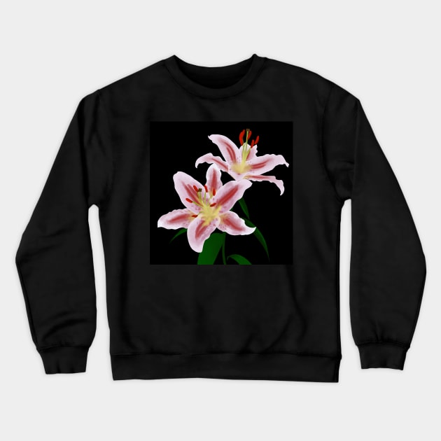 Lilies with black background Crewneck Sweatshirt by SemDesigns